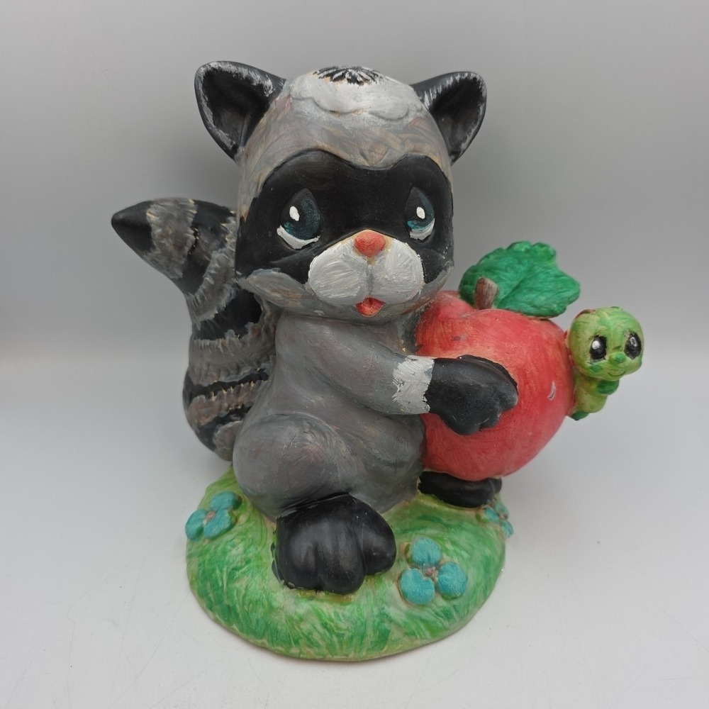1998 Sam B. Precious Moments Paper Mache Raccoon 9.5" Hand Painted RARE Vintage